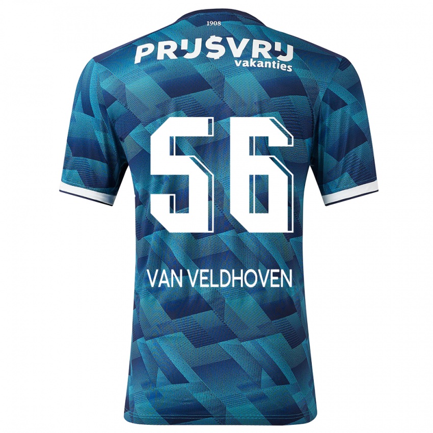 Niño Camiseta Kars Van Veldhoven #56 Azul 2ª Equipación 2023/24 La Camisa Chile