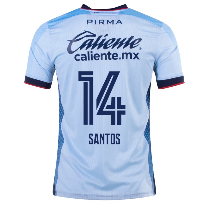 Niño Camiseta Eleisa Santos #14 Cielo Azul 2ª Equipación 2023/24 La Camisa Chile