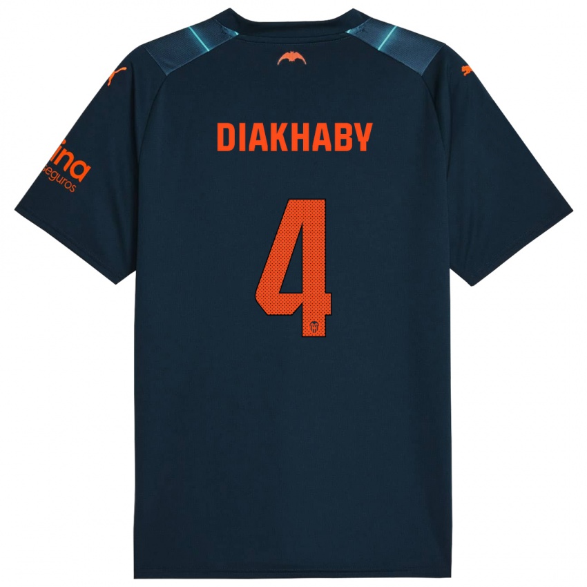Hombre Camiseta Mouctar Diakhaby #4 Azul Marino 2ª Equipación 2023/24 La Camisa Chile