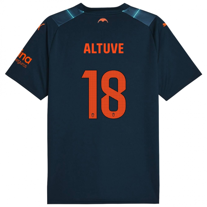 Hombre Camiseta Oriana Altuve #18 Azul Marino 2ª Equipación 2023/24 La Camisa Chile