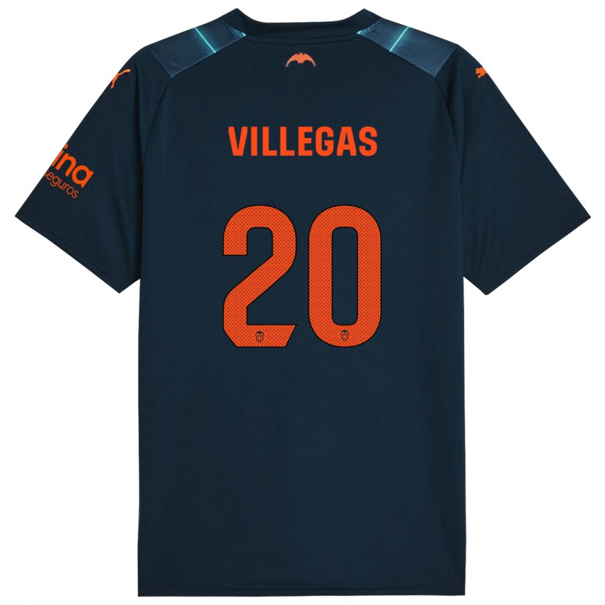 Hombre Camiseta Noelia Villegas #20 Azul Marino 2ª Equipación 2023/24 La Camisa Chile