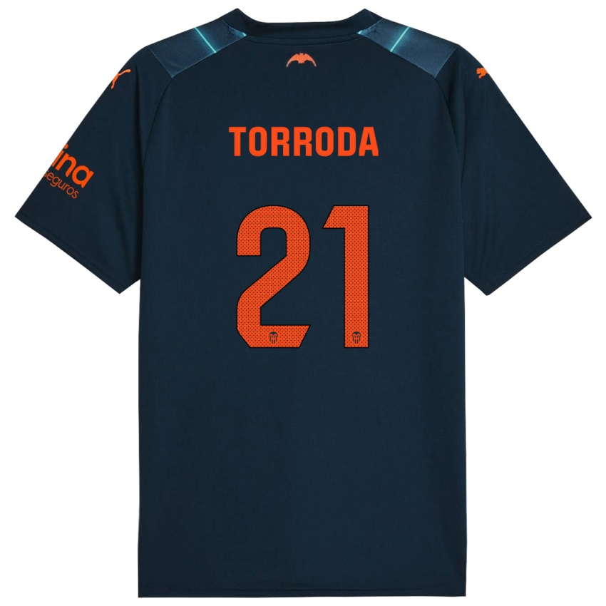 Hombre Camiseta Anna Torroda #21 Azul Marino 2ª Equipación 2023/24 La Camisa Chile