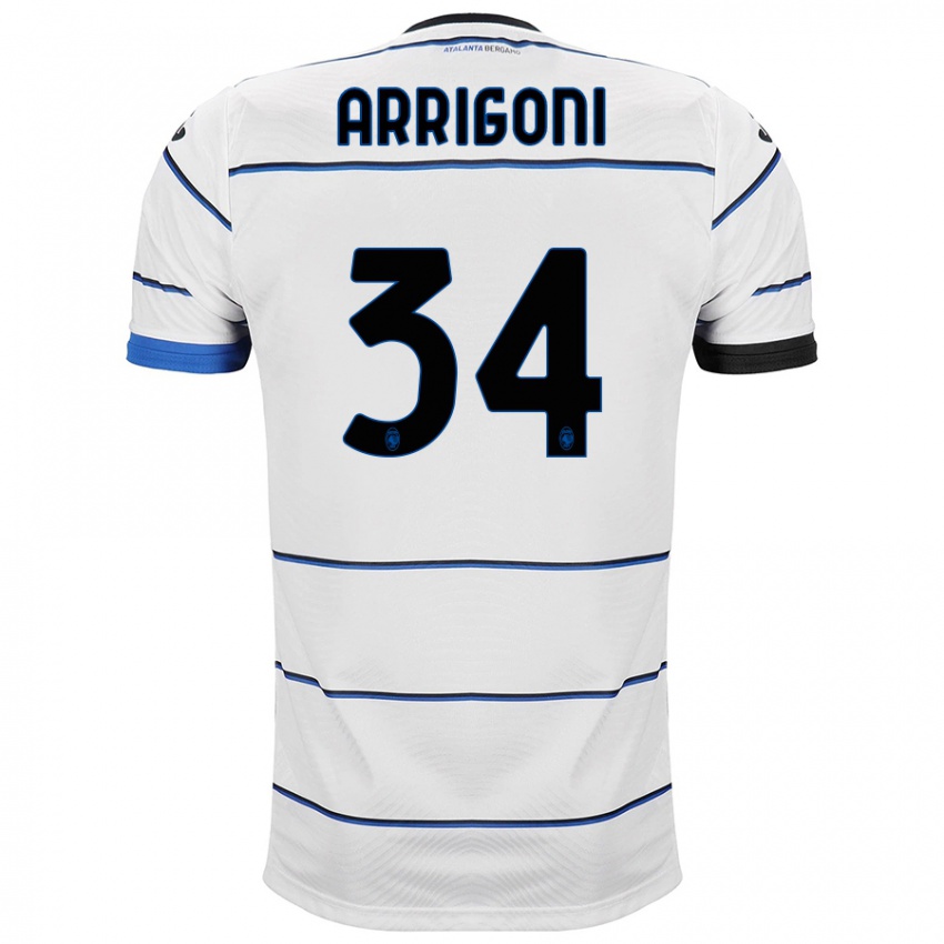 Hombre Camiseta Mattia Arrigoni #34 Blanco 2ª Equipación 2023/24 La Camisa Chile