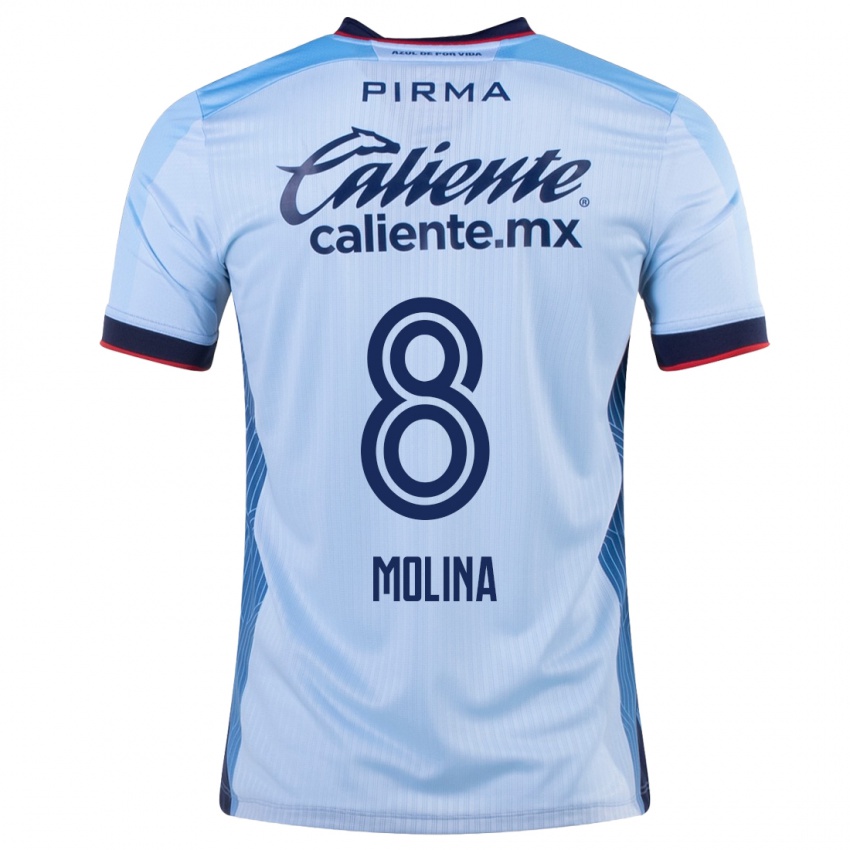 Hombre Camiseta Dalia Molina #8 Cielo Azul 2ª Equipación 2023/24 La Camisa Chile