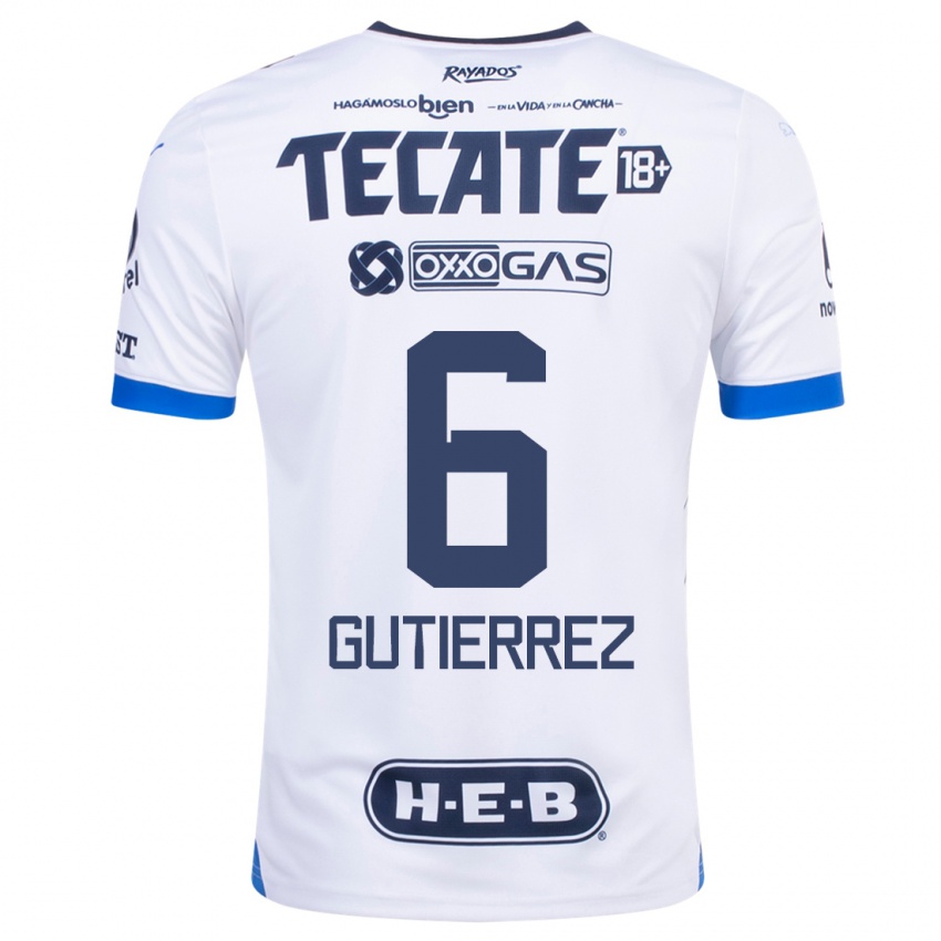 Mujer Camiseta Edson Gutierrez #6 Blanco 2ª Equipación 2023/24 La Camisa Chile