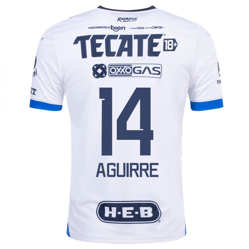 Mujer Camiseta Erick Aguirre #14 Blanco 2ª Equipación 2023/24 La Camisa Chile