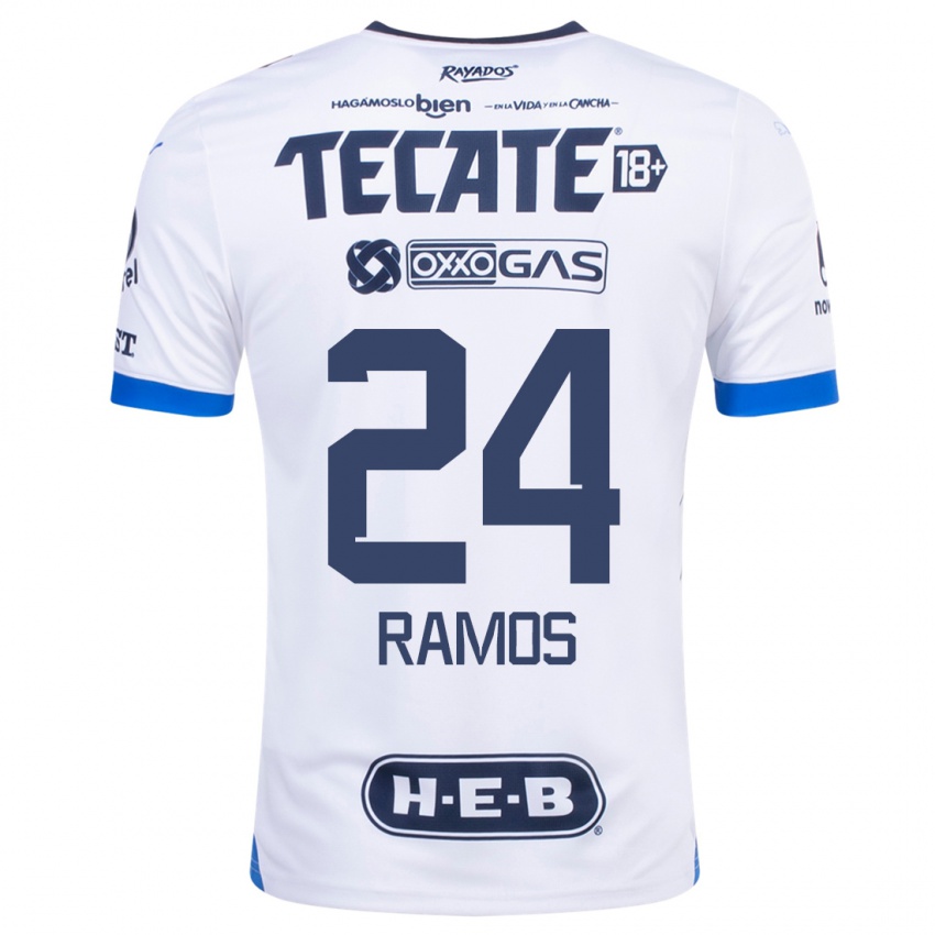Mujer Camiseta Cesar Ramos #24 Blanco 2ª Equipación 2023/24 La Camisa Chile