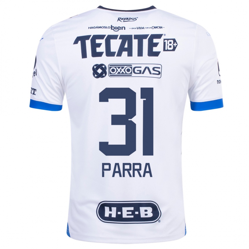 Mujer Camiseta Daniel Parra #31 Blanco 2ª Equipación 2023/24 La Camisa Chile