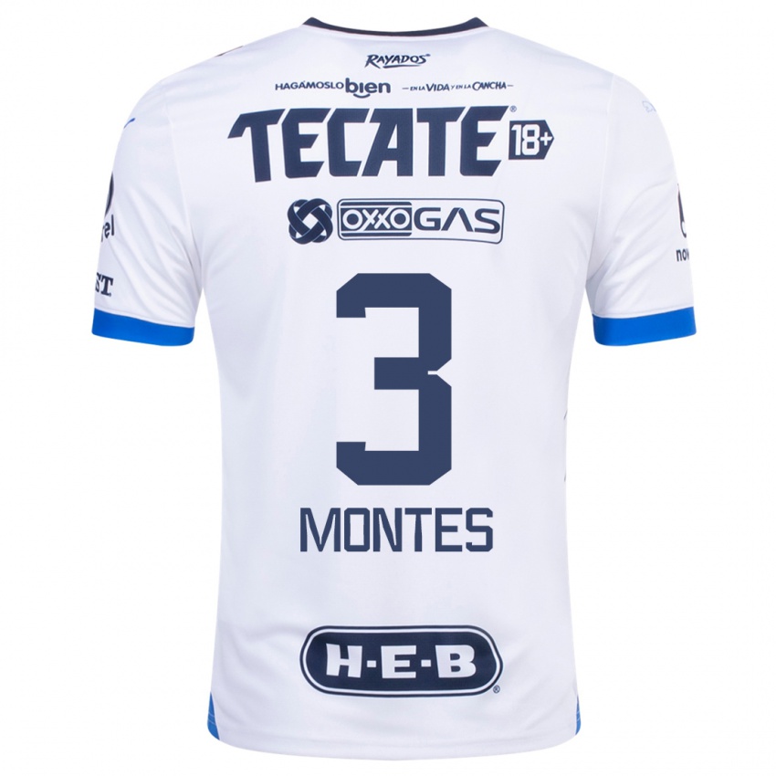Mujer Camiseta Cesar Montes #3 Blanco 2ª Equipación 2023/24 La Camisa Chile