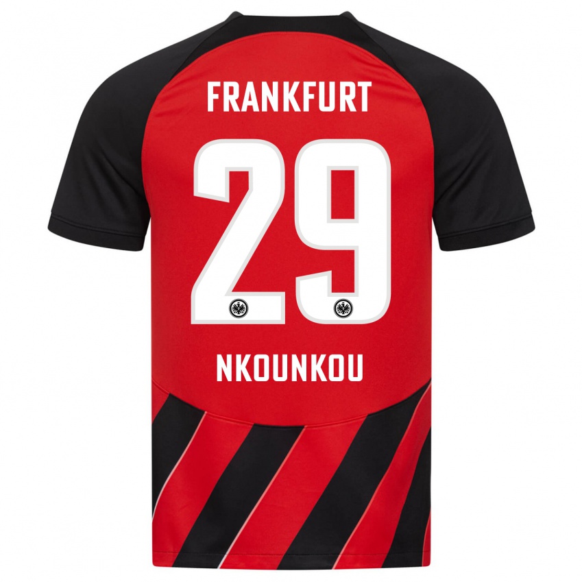 Niño Camiseta Niels Nkounkou #29 Negro Rojo 1ª Equipación 2023/24 La Camisa Chile