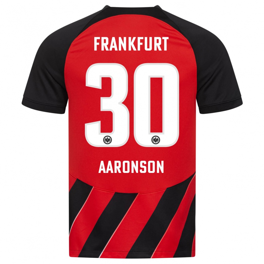 Niño Camiseta Paxten Aaronson #30 Negro Rojo 1ª Equipación 2023/24 La Camisa Chile