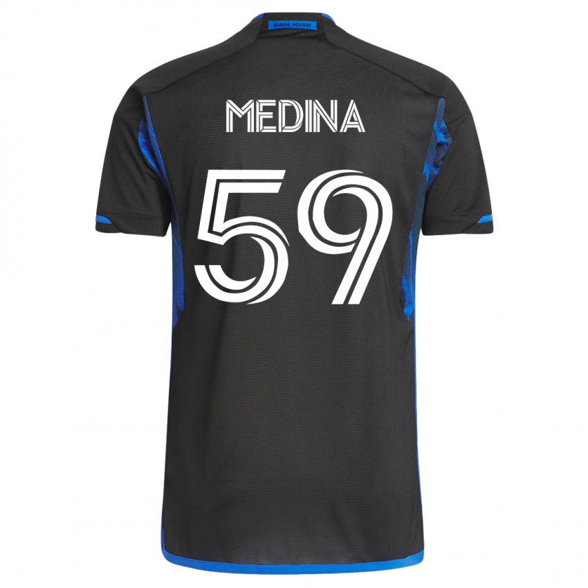 Niño Camiseta Cruz Medina #59 Azul Negro 1ª Equipación 2023/24 La Camisa Chile