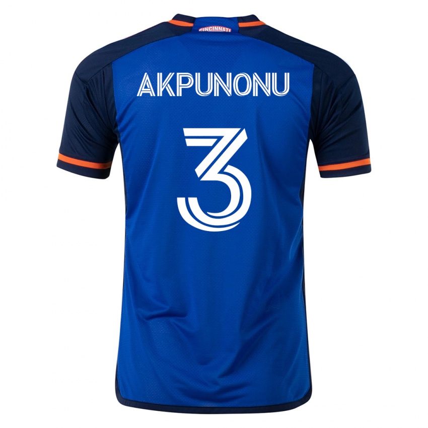 Niño Camiseta Joey Akpunonu #3 Azul 1ª Equipación 2023/24 La Camisa Chile