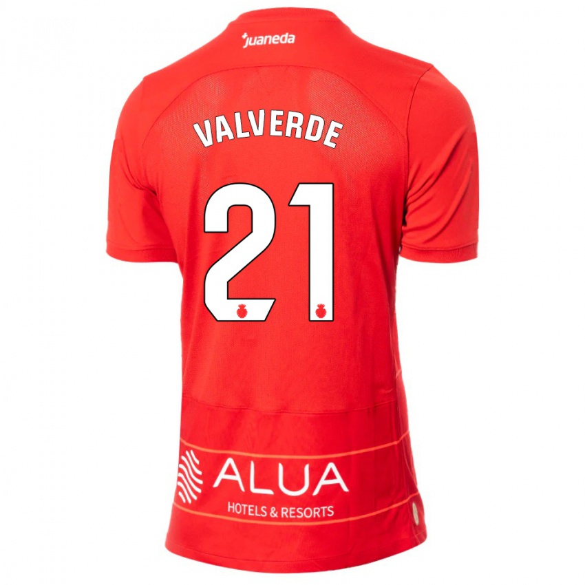Niño Camiseta David Valverde #21 Rojo 1ª Equipación 2023/24 La Camisa Chile