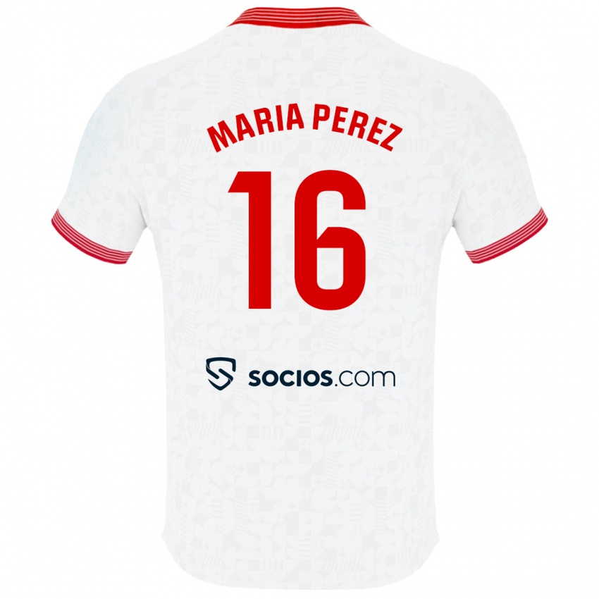 Niño Camiseta María Pérez Rabaza #16 Blanco 1ª Equipación 2023/24 La Camisa Chile