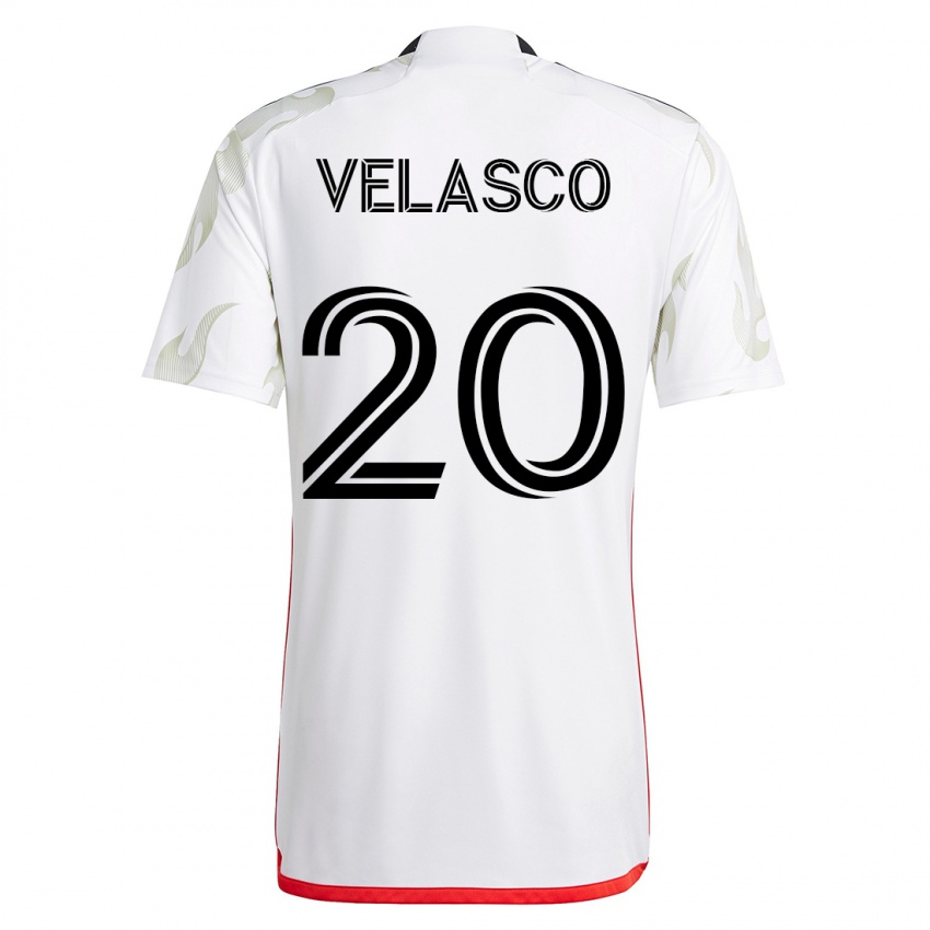 Niño Camiseta Alan Velasco #20 Blanco 2ª Equipación 2023/24 La Camisa Chile