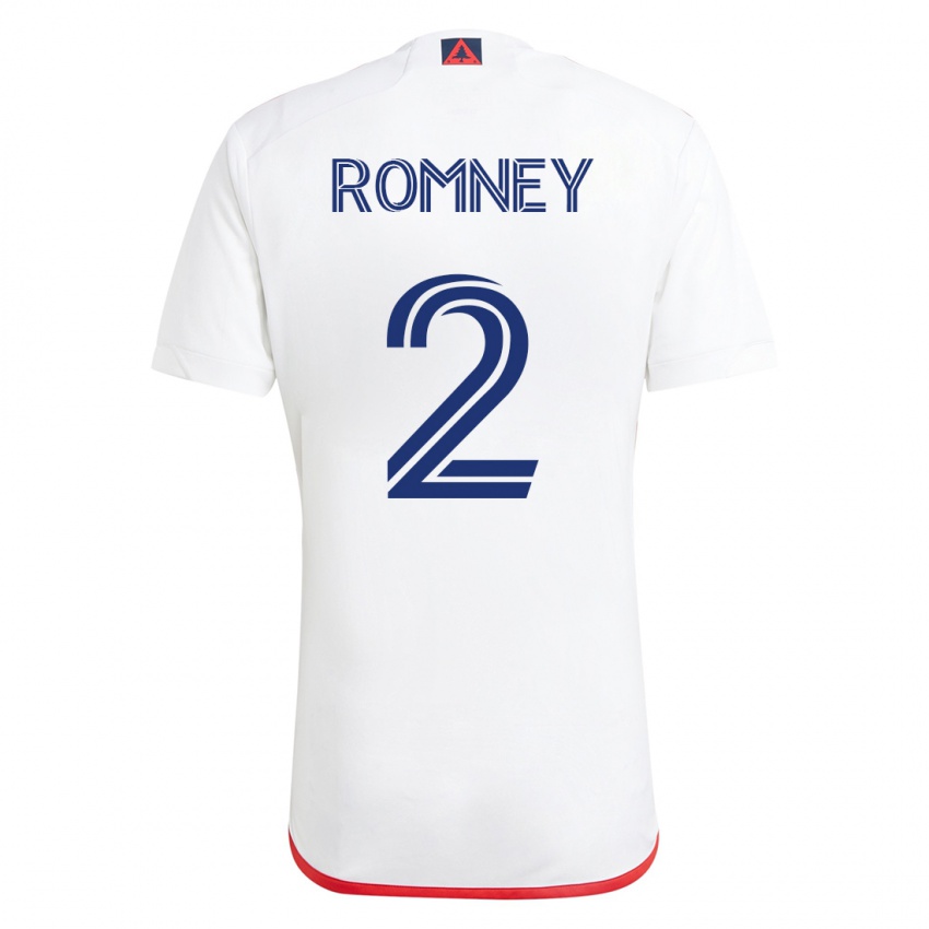 Niño Camiseta Dave Romney #2 Blanco Rojo 2ª Equipación 2023/24 La Camisa Chile