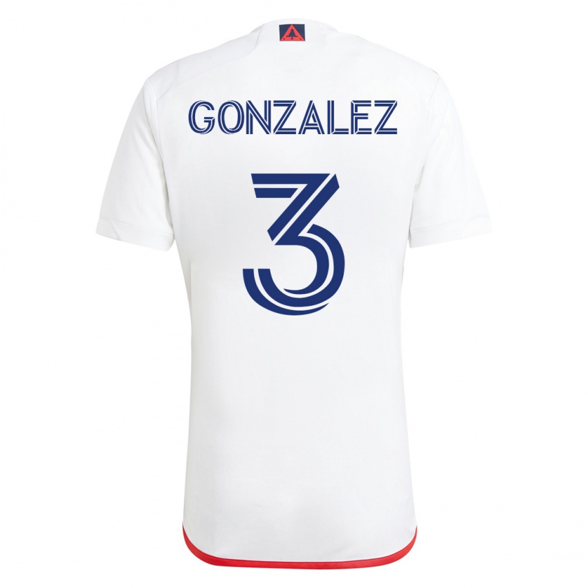 Niño Camiseta Omar González #3 Blanco Rojo 2ª Equipación 2023/24 La Camisa Chile