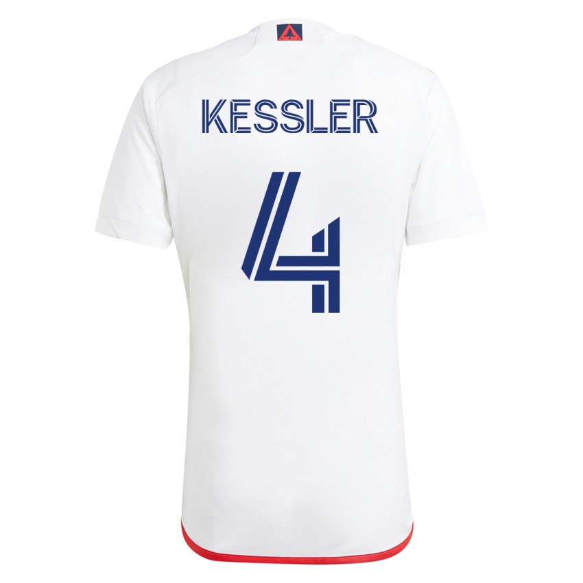 Niño Camiseta Henry Kessler #4 Blanco Rojo 2ª Equipación 2023/24 La Camisa Chile
