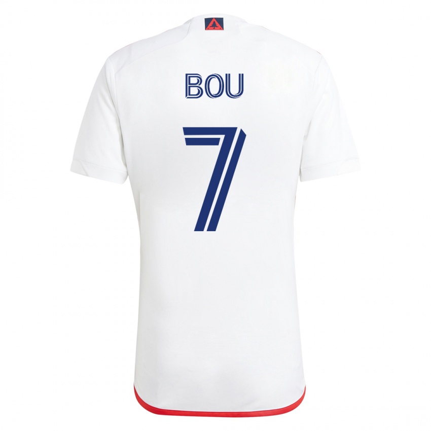 Niño Camiseta Gustavo Bou #7 Blanco Rojo 2ª Equipación 2023/24 La Camisa Chile