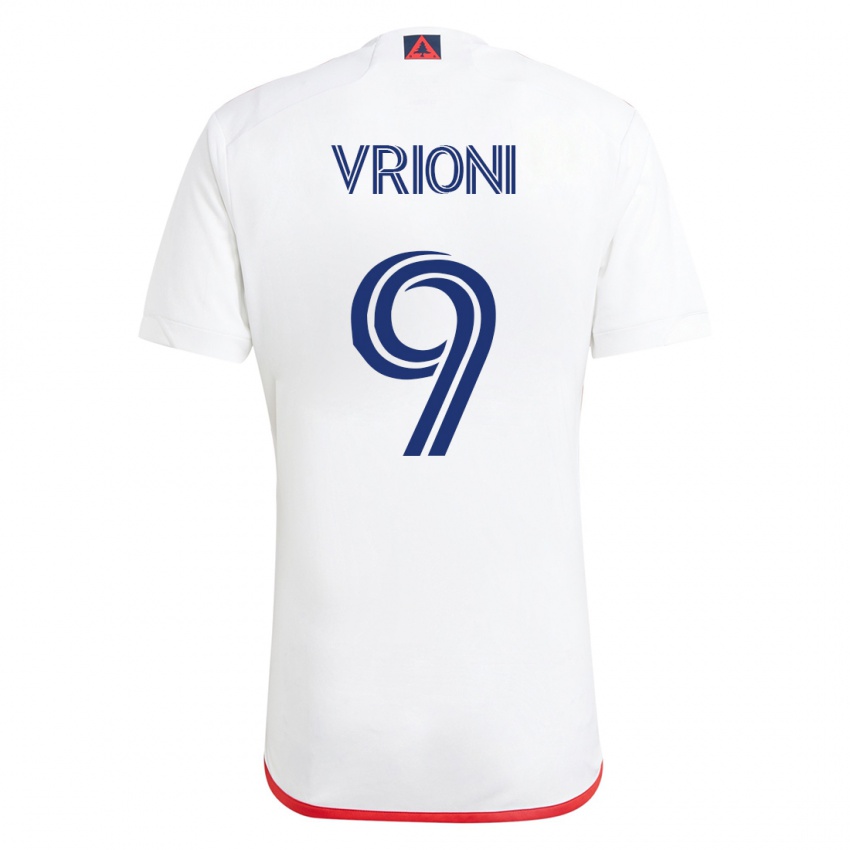 Niño Camiseta Giacomo Vrioni #9 Blanco Rojo 2ª Equipación 2023/24 La Camisa Chile