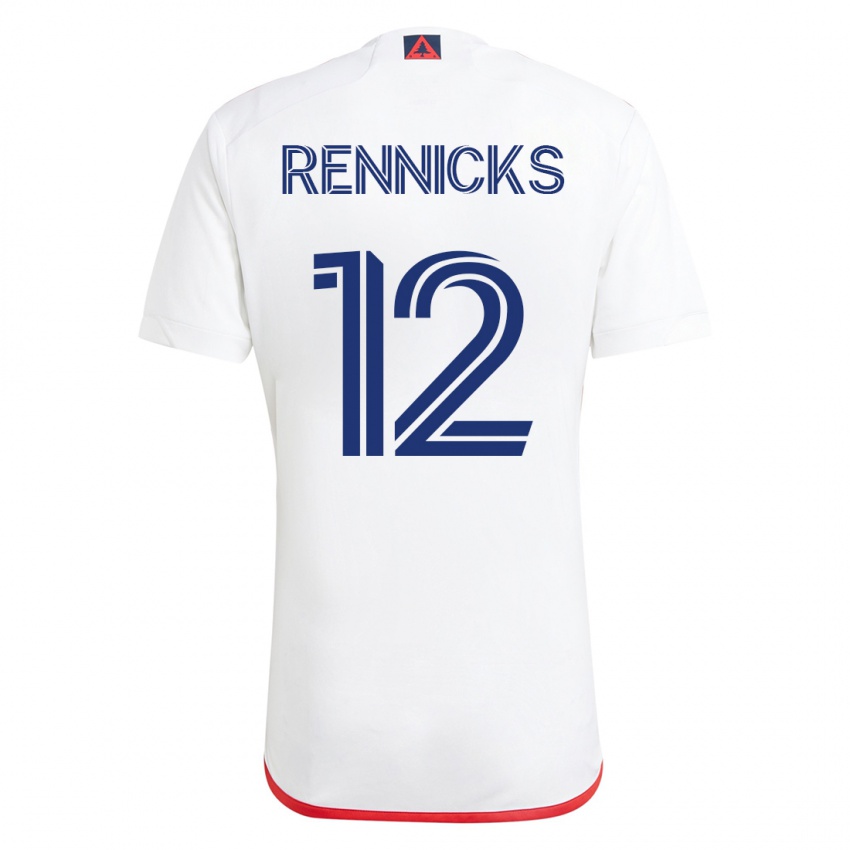 Niño Camiseta Justin Rennicks #12 Blanco Rojo 2ª Equipación 2023/24 La Camisa Chile