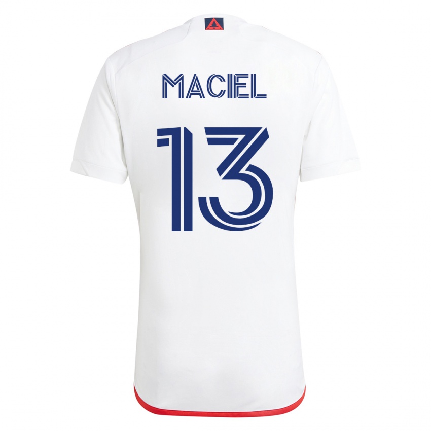 Niño Camiseta Maciel #13 Blanco Rojo 2ª Equipación 2023/24 La Camisa Chile