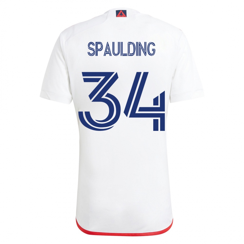 Niño Camiseta Ryan Spaulding #34 Blanco Rojo 2ª Equipación 2023/24 La Camisa Chile