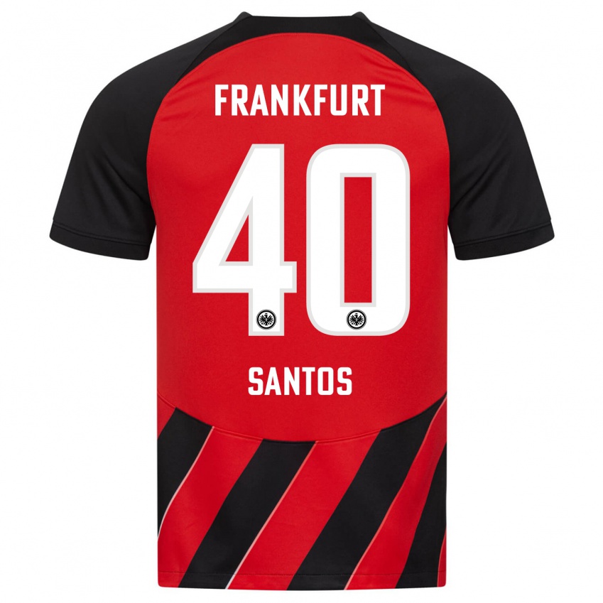 Hombre Camiseta Kauã Santos #40 Negro Rojo 1ª Equipación 2023/24 La Camisa Chile