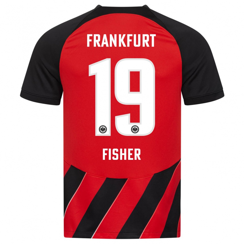 Hombre Camiseta Ben-Luca Fisher #19 Negro Rojo 1ª Equipación 2023/24 La Camisa Chile