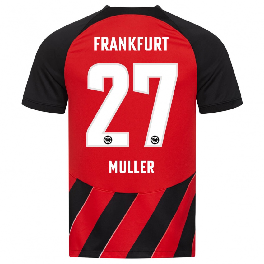 Hombre Camiseta Mark Müller #27 Negro Rojo 1ª Equipación 2023/24 La Camisa Chile