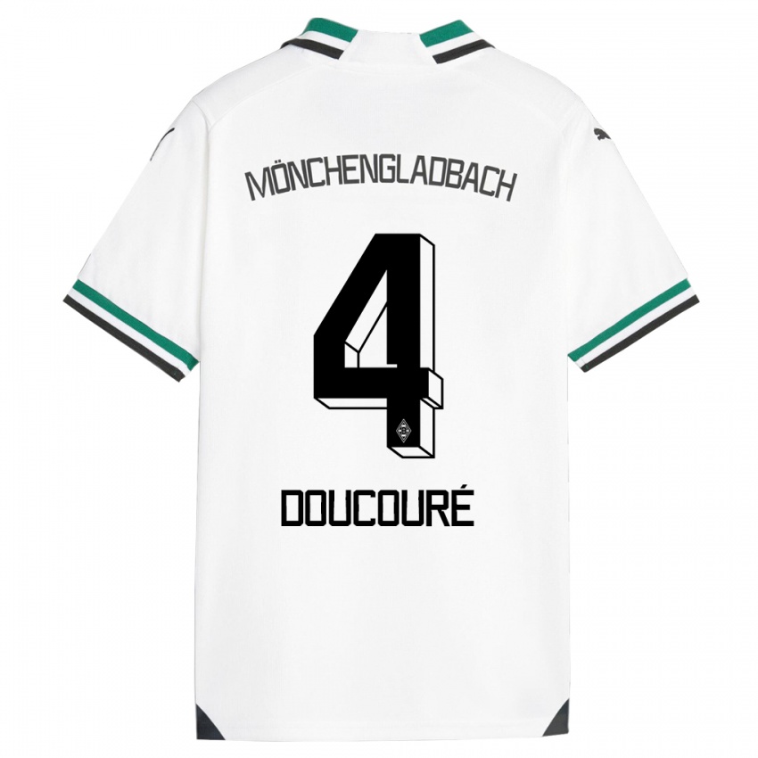 Hombre Camiseta Mamadou Doucoure #4 Blanco Verde 1ª Equipación 2023/24 La Camisa Chile