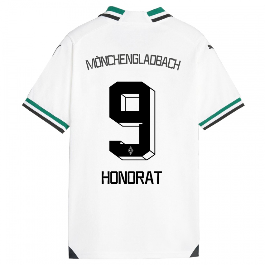 Hombre Camiseta Franck Honorat #9 Blanco Verde 1ª Equipación 2023/24 La Camisa Chile