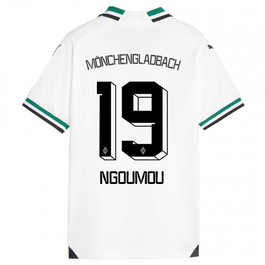 Hombre Camiseta Nathan Ngoumou #19 Blanco Verde 1ª Equipación 2023/24 La Camisa Chile
