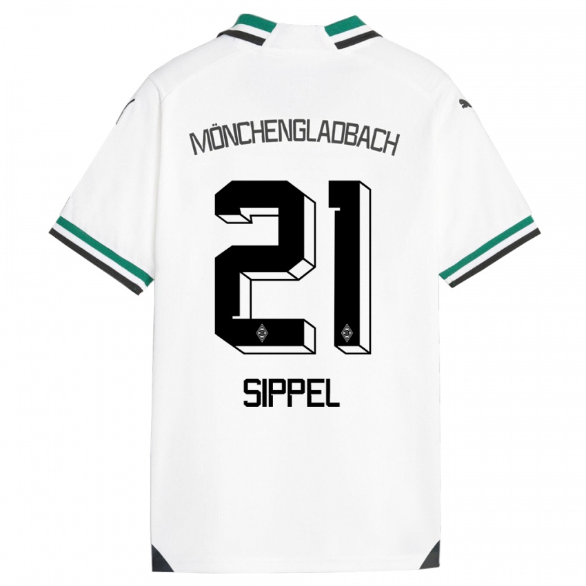 Hombre Camiseta Tobias Sippel #21 Blanco Verde 1ª Equipación 2023/24 La Camisa Chile