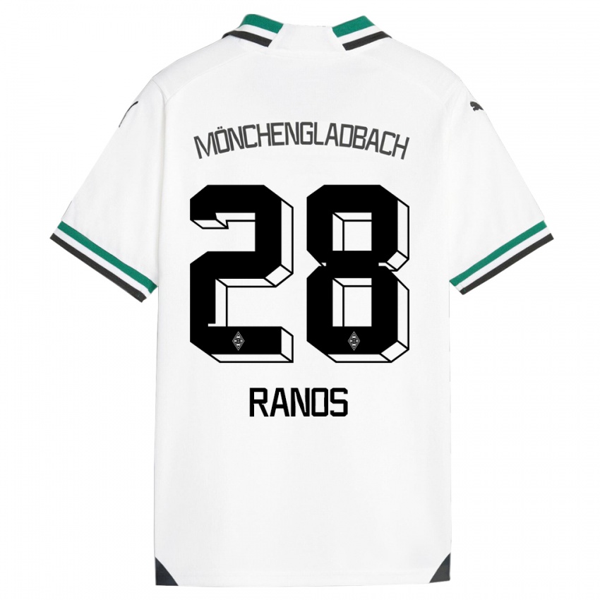 Hombre Camiseta Grant-Leon Ranos #28 Blanco Verde 1ª Equipación 2023/24 La Camisa Chile