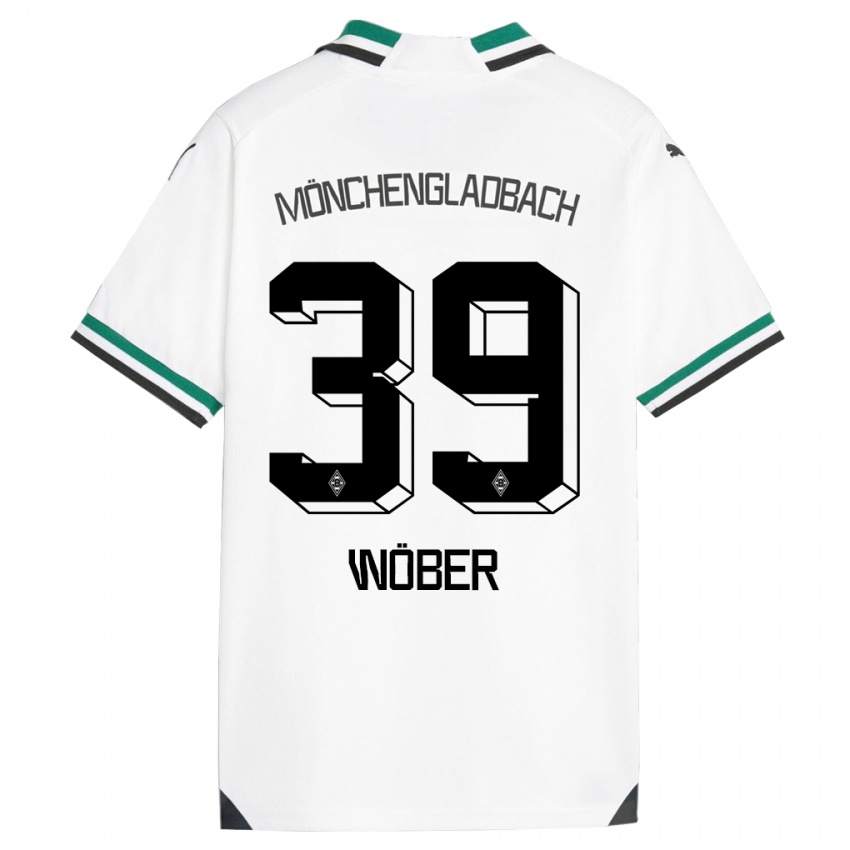 Hombre Camiseta Maximilian Wöber #39 Blanco Verde 1ª Equipación 2023/24 La Camisa Chile