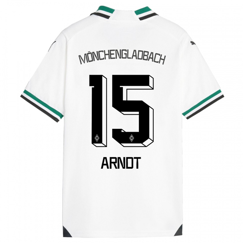 Hombre Camiseta Leo Arndt #15 Blanco Verde 1ª Equipación 2023/24 La Camisa Chile