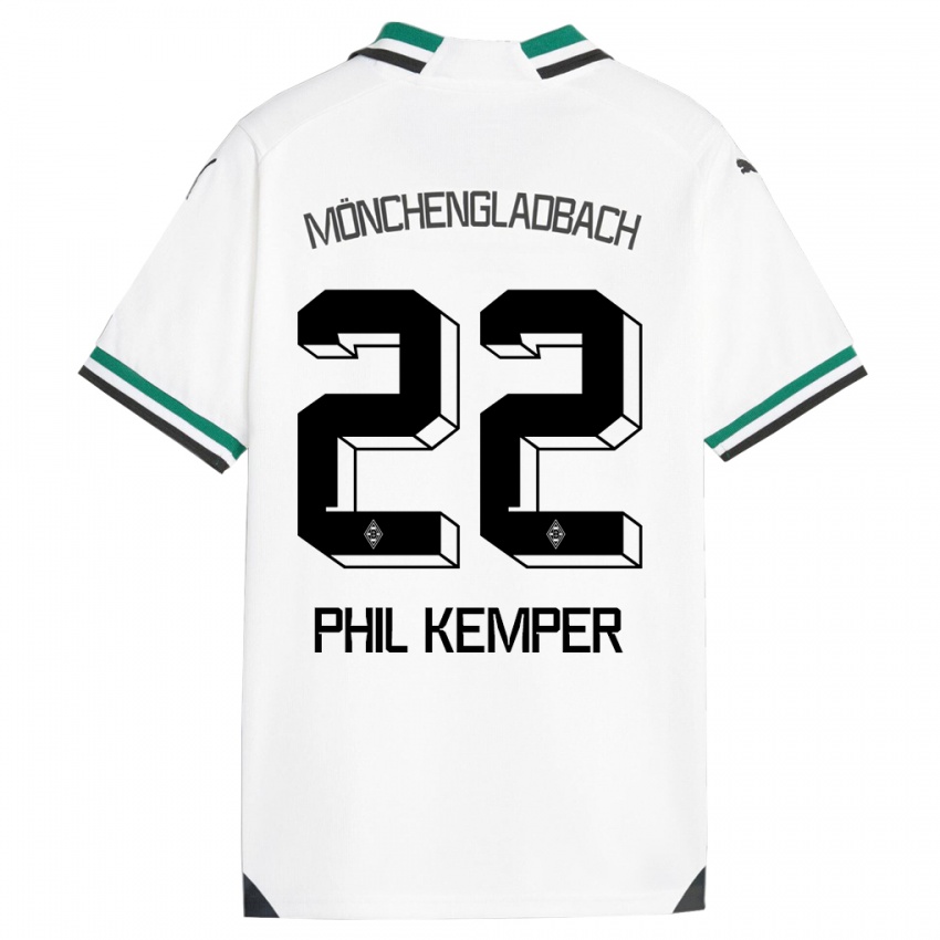 Hombre Camiseta Phil Kemper #22 Blanco Verde 1ª Equipación 2023/24 La Camisa Chile