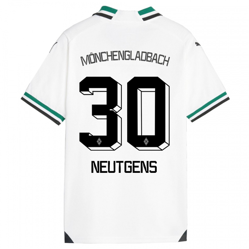 Hombre Camiseta Maximilian Neutgens #30 Blanco Verde 1ª Equipación 2023/24 La Camisa Chile