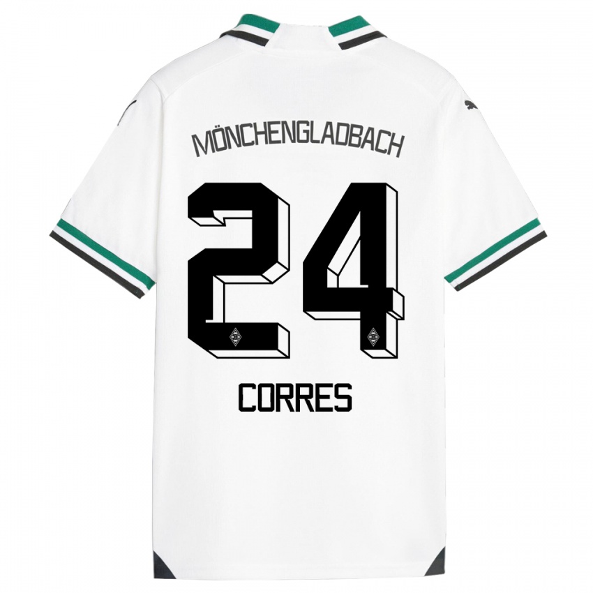 Hombre Camiseta Carolin Corres #24 Blanco Verde 1ª Equipación 2023/24 La Camisa Chile