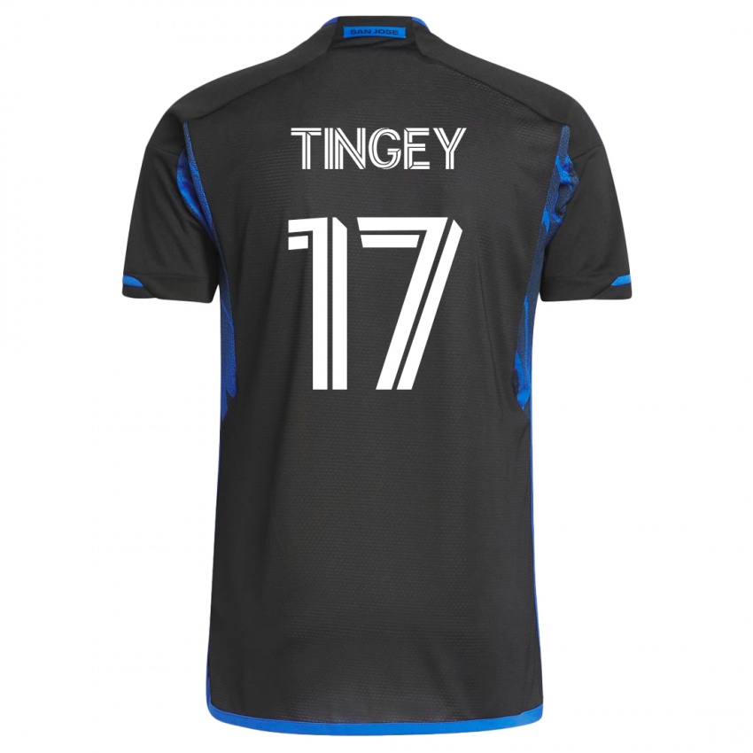 Hombre Camiseta Keegan Tingey #17 Azul Negro 1ª Equipación 2023/24 La Camisa Chile