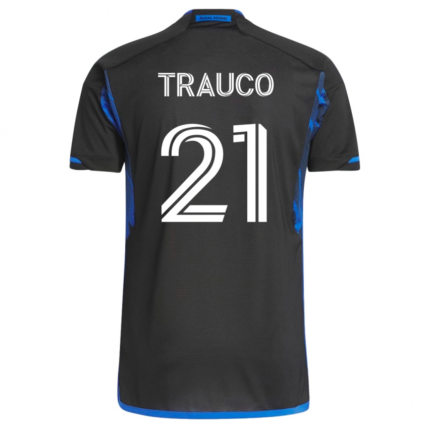 Hombre Camiseta Miguel Trauco #21 Azul Negro 1ª Equipación 2023/24 La Camisa Chile