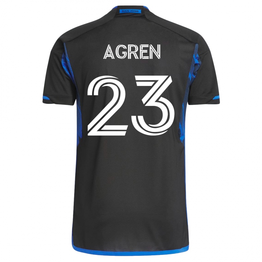 Hombre Camiseta Oskar Agren #23 Azul Negro 1ª Equipación 2023/24 La Camisa Chile