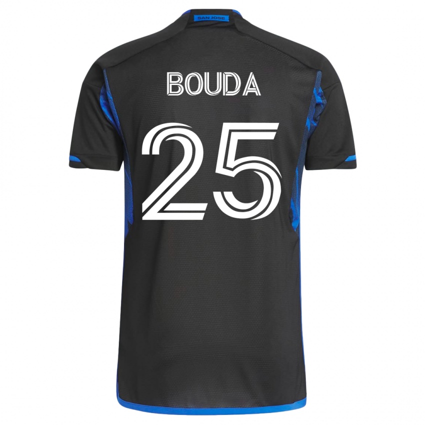 Hombre Camiseta Ousseni Bouda #25 Azul Negro 1ª Equipación 2023/24 La Camisa Chile