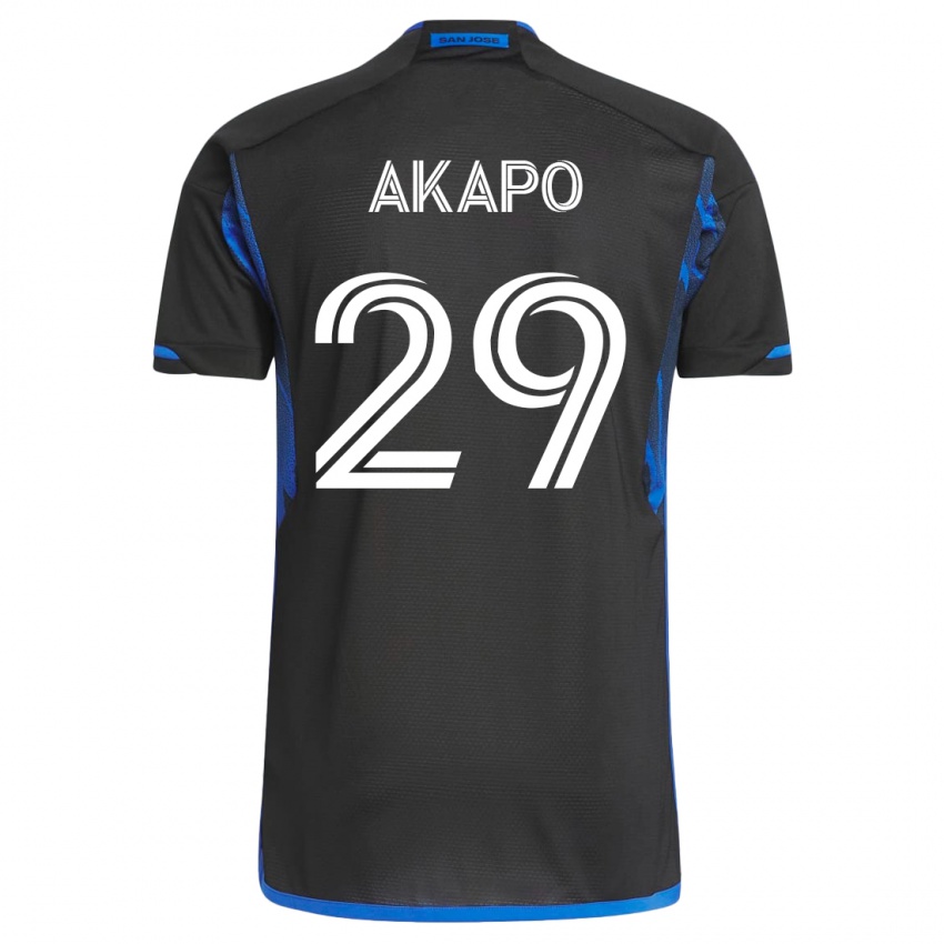 Hombre Camiseta Carlos Akapo #29 Azul Negro 1ª Equipación 2023/24 La Camisa Chile