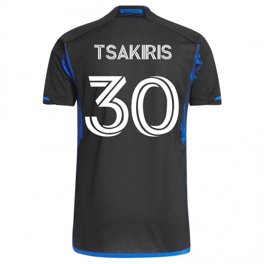 Hombre Camiseta Niko Tsakiris #30 Azul Negro 1ª Equipación 2023/24 La Camisa Chile