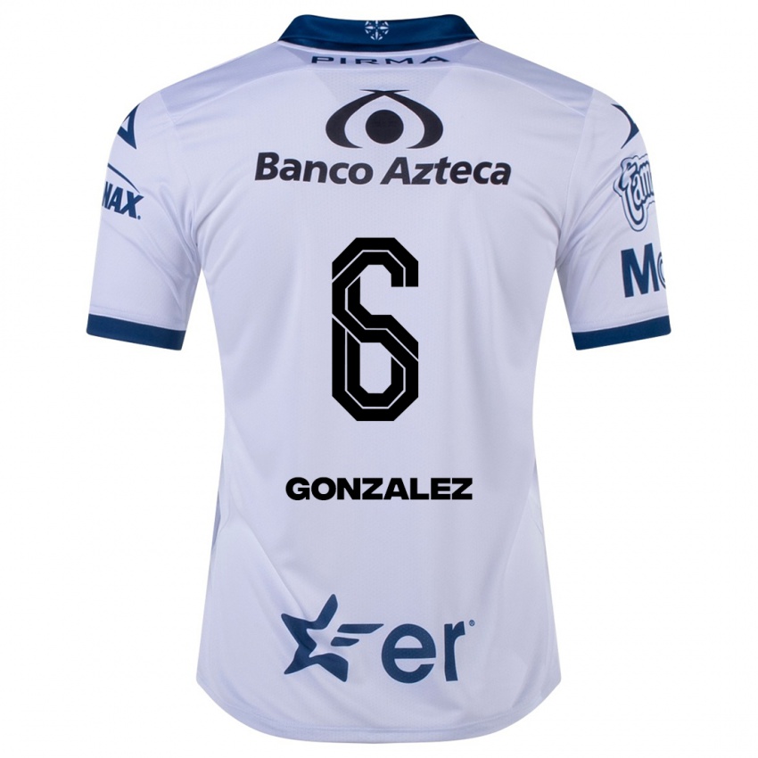 Hombre Camiseta Pablo González #6 Blanco 1ª Equipación 2023/24 La Camisa Chile