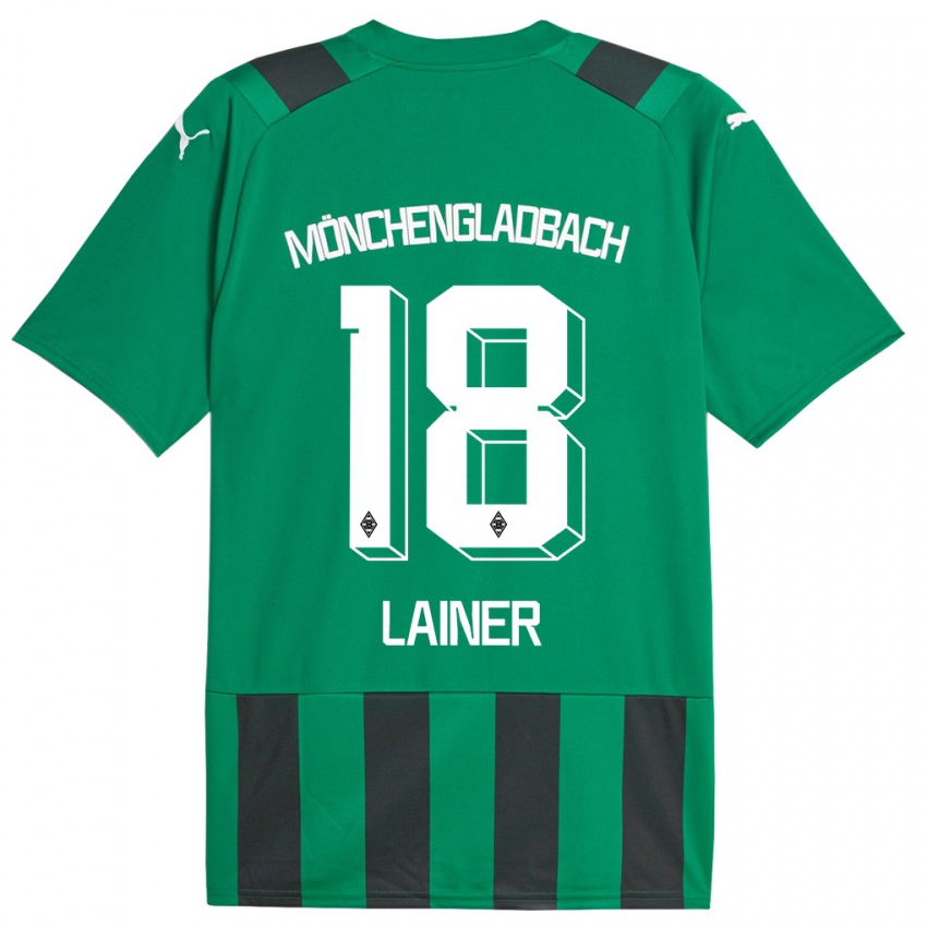 Hombre Camiseta Stefan Lainer #18 Verde Negro 2ª Equipación 2023/24 La Camisa Chile