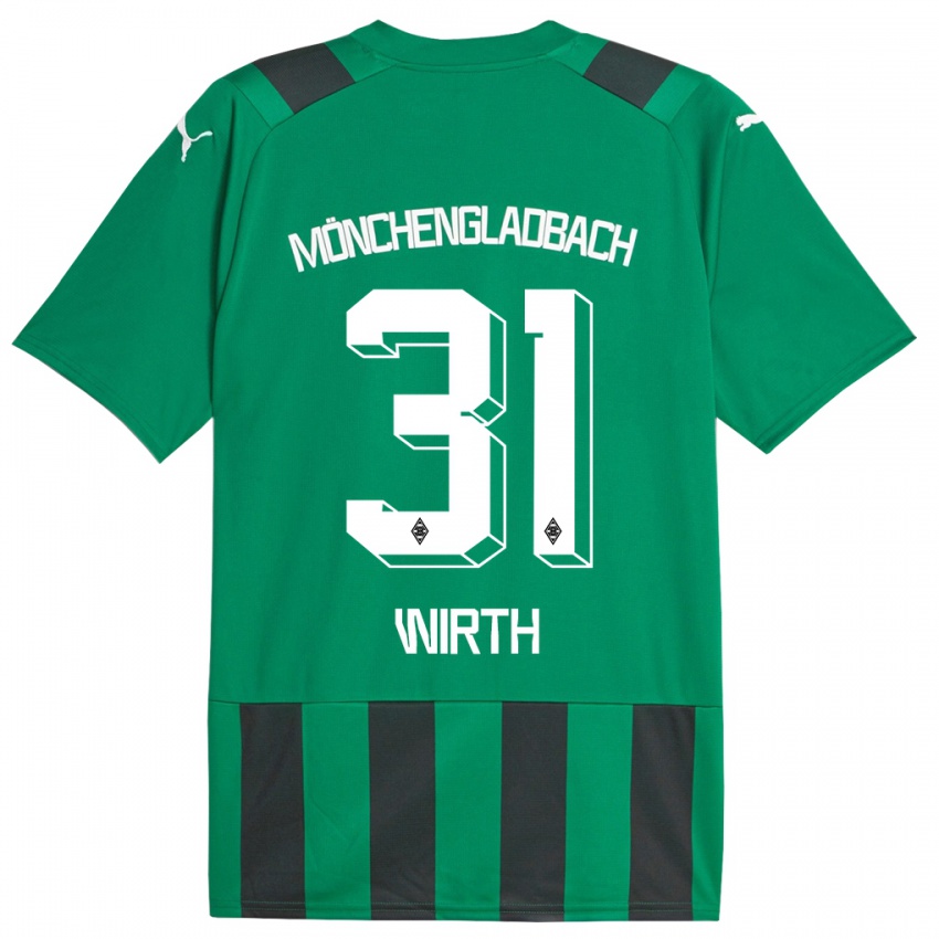Hombre Camiseta Linus Wirth #31 Verde Negro 2ª Equipación 2023/24 La Camisa Chile